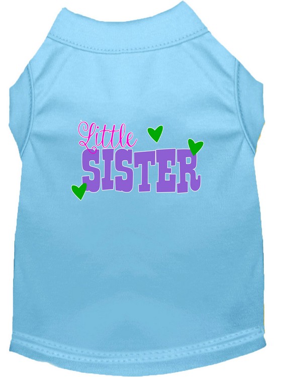 Little Sister Screen Print Dog Shirt Baby Blue XS